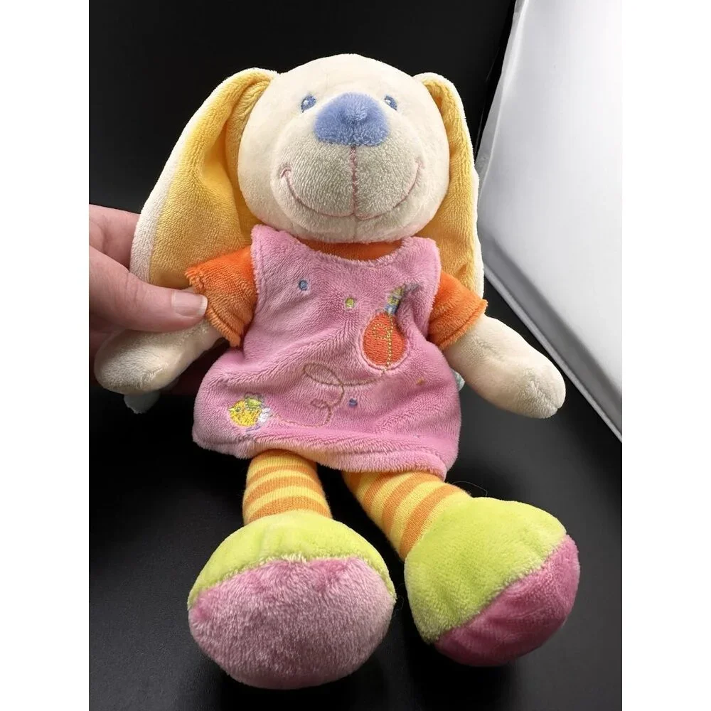 MOTS D'ENFANTS Soft Embroidered Bunny Rabbit Stuffed Animal Plush Made in France